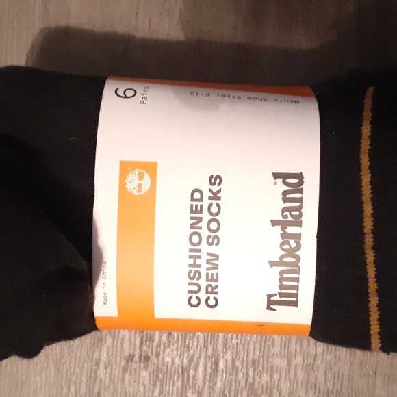 NWT 6 Pack - Timberland Cushioned Crew Socks - 6 -12 - 3 Black/3 Gray - Picture 2 of 6